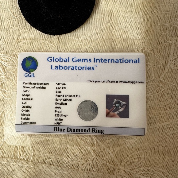 Genuine Blue Diamond 1.65 carats set in Sterling silver - Picture 6 of 12